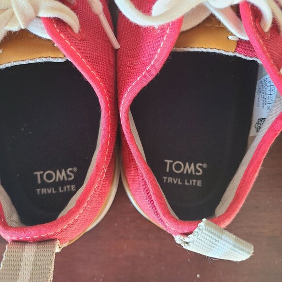 Toms US Mens Size 8 TRVL LITE Red Canvas Sneakers Lace Up Comfort Casual - Picture 3 of 10